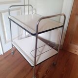 Vintage chrome metal serving trolley