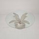 Italian "Flower" Coffee Table in Plaster With Facet Cut Round Plate, 1970s