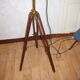 Ancient wooden tripod and brass with its indus lamp