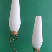 Lampe de table à poser grande double éclairage opaline vintage