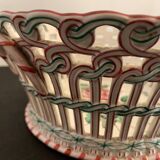 Fruit basket in fine polychrome earthenware KG Lunéville, 1900