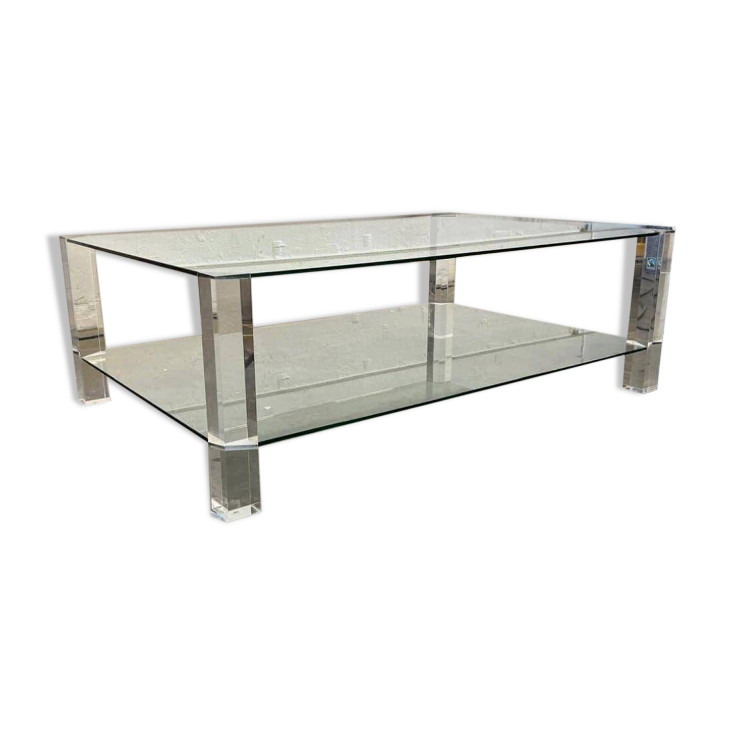 Table basse vintage en verre/acrylique « La Haye »