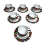 Series 6 cups old kaiser ceramic white + flowers vintage designs