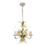 Lustre 3 feux en métal et motifs floral, France