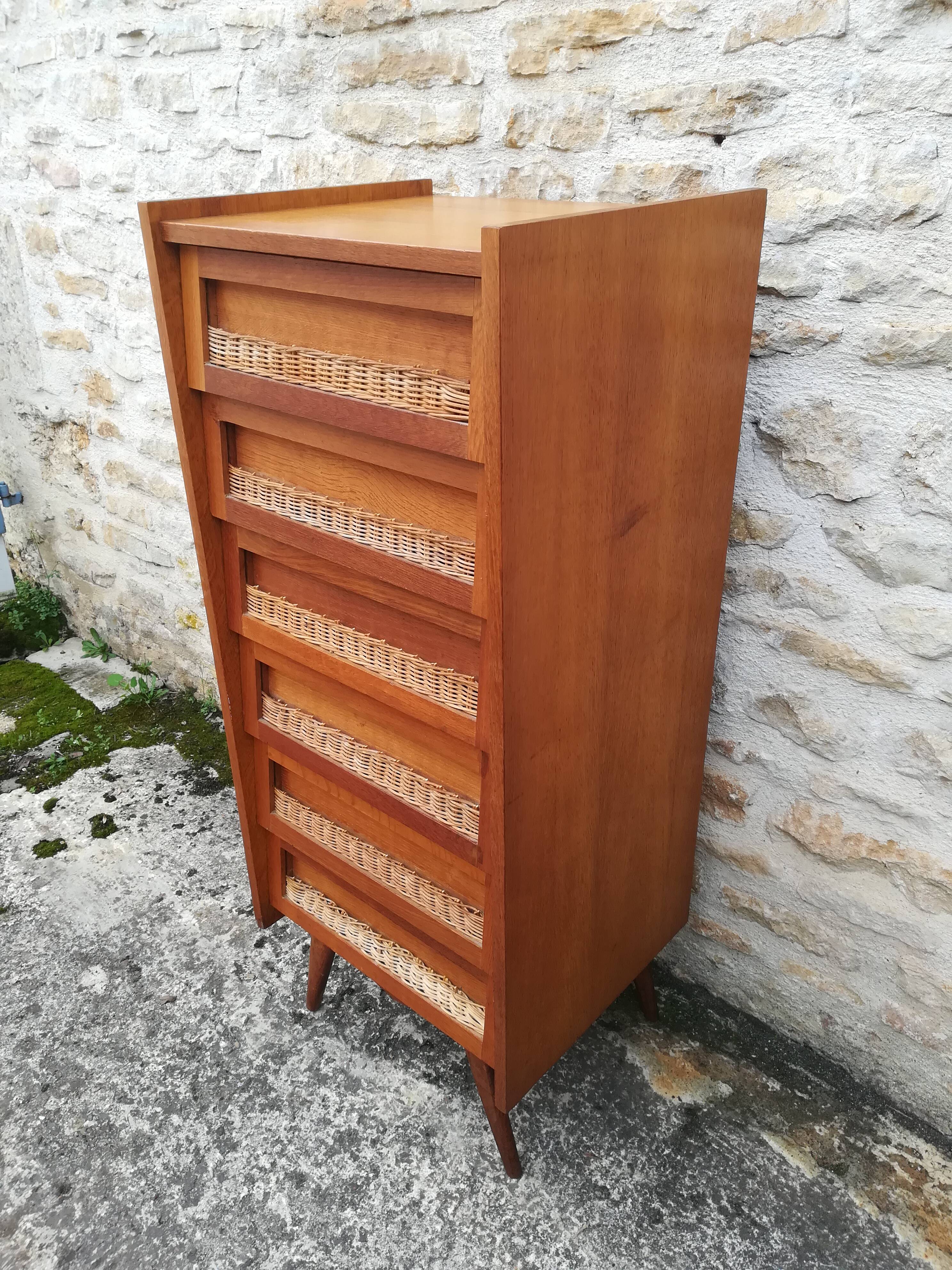 High rattan chest of drawers