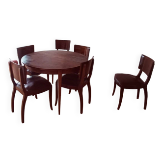 Extendable table set and its 6 chairs