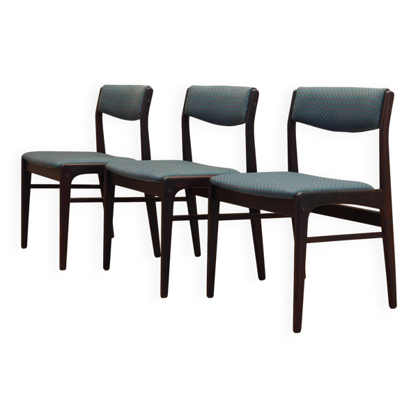 Ensemble de trois chaises en palissandre, design danois, années 1970, production : Danemark