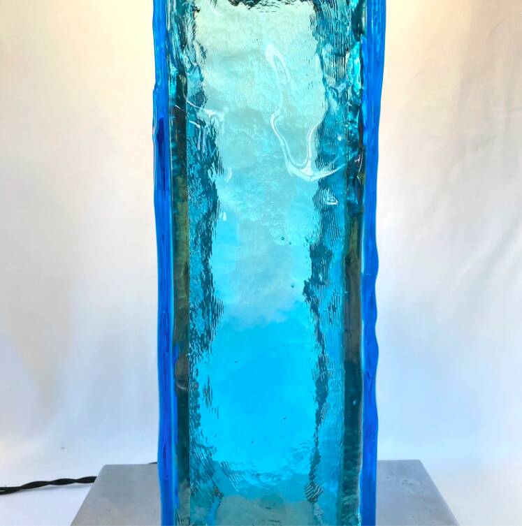 Large blue and chrome Murano lamp, 1960s. Italy