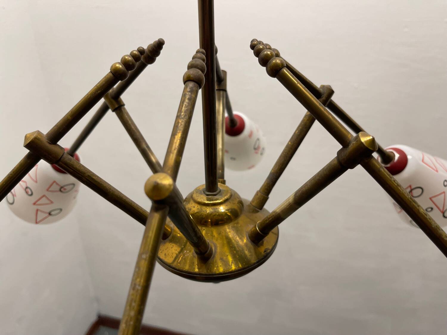 Italian Geometric Bronze chandelier 1950’s