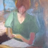 Oil on canvas with woman reading, signed ATGER N