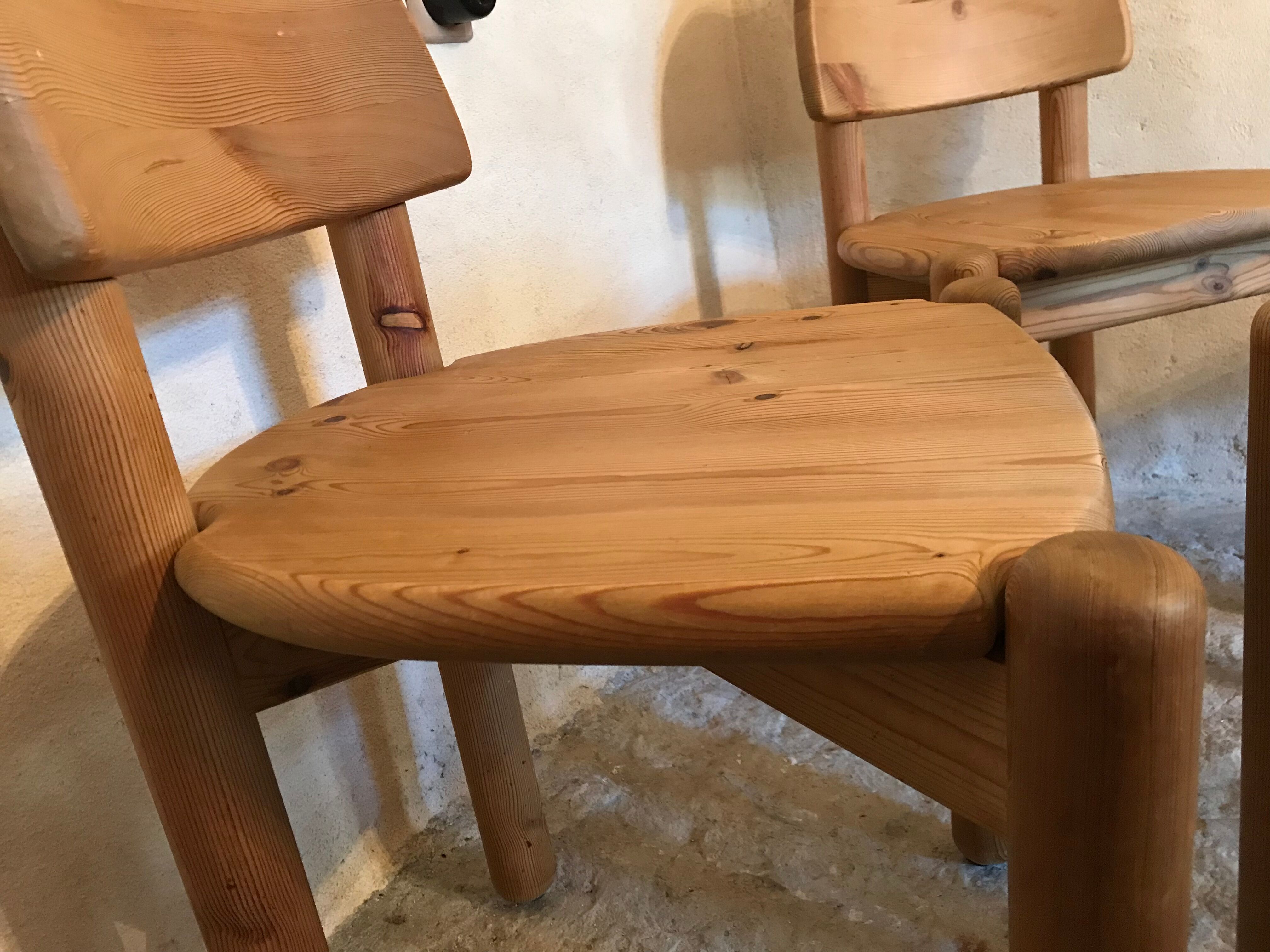 Set of 4 solid pine chairs by Rainer Daumiller, Germany 1960