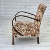 1950s, Danish artdeco armchair, furniture velour, beech wood, reupholstered