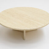 Round travertine coffee table, italy 70s