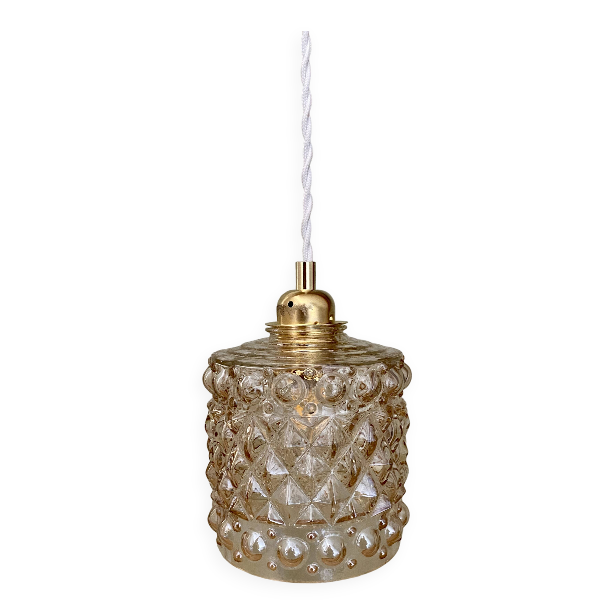 Vintage amber glass globe pendant light