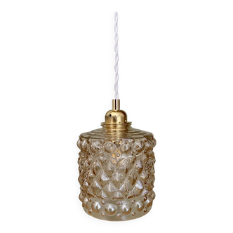 Vintage amber glass globe pendant light