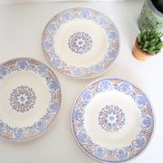 Set of 9 flat plates of Longwy Rouennais motif