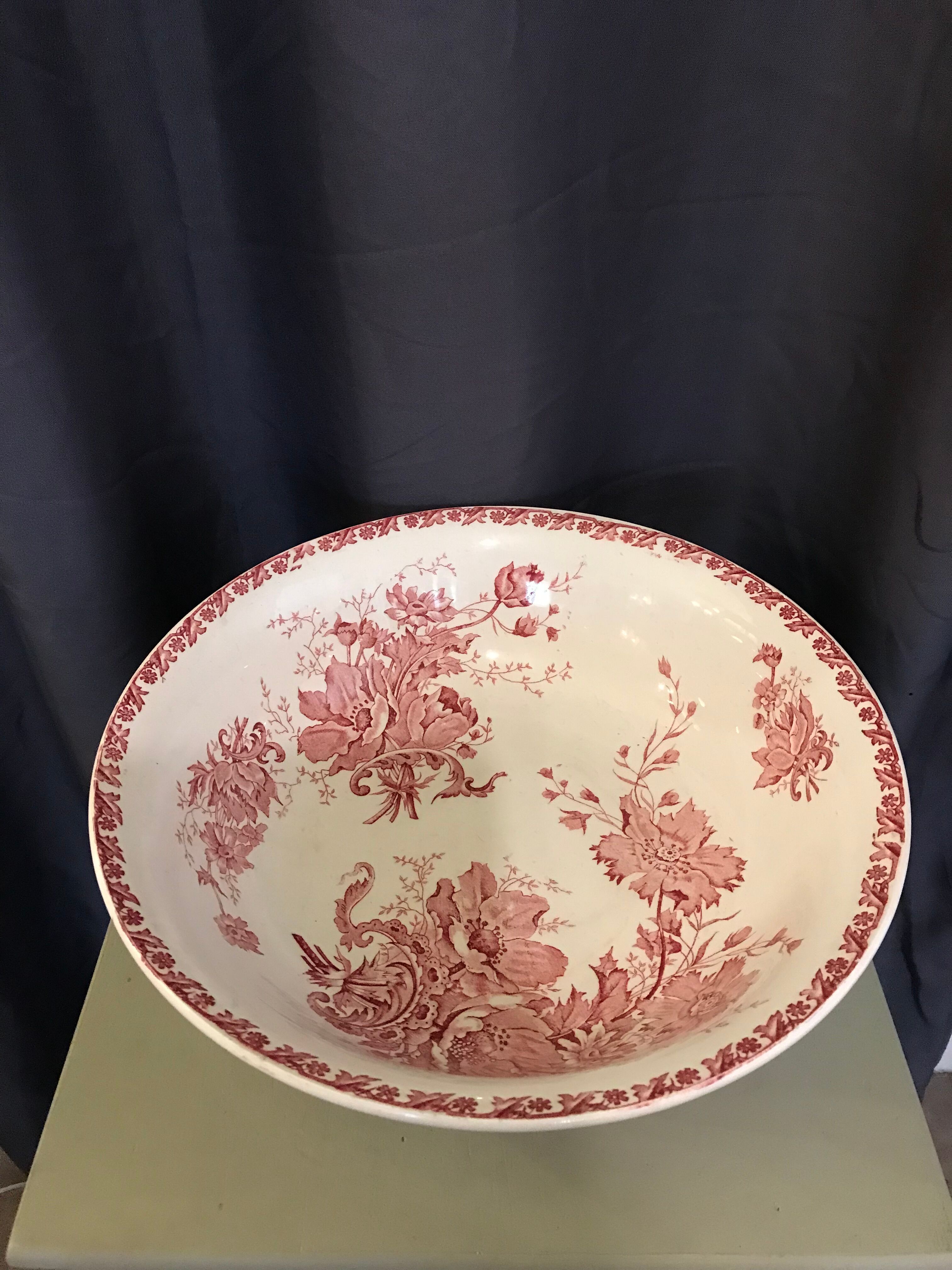 Toilet bowl old décor faience anemones