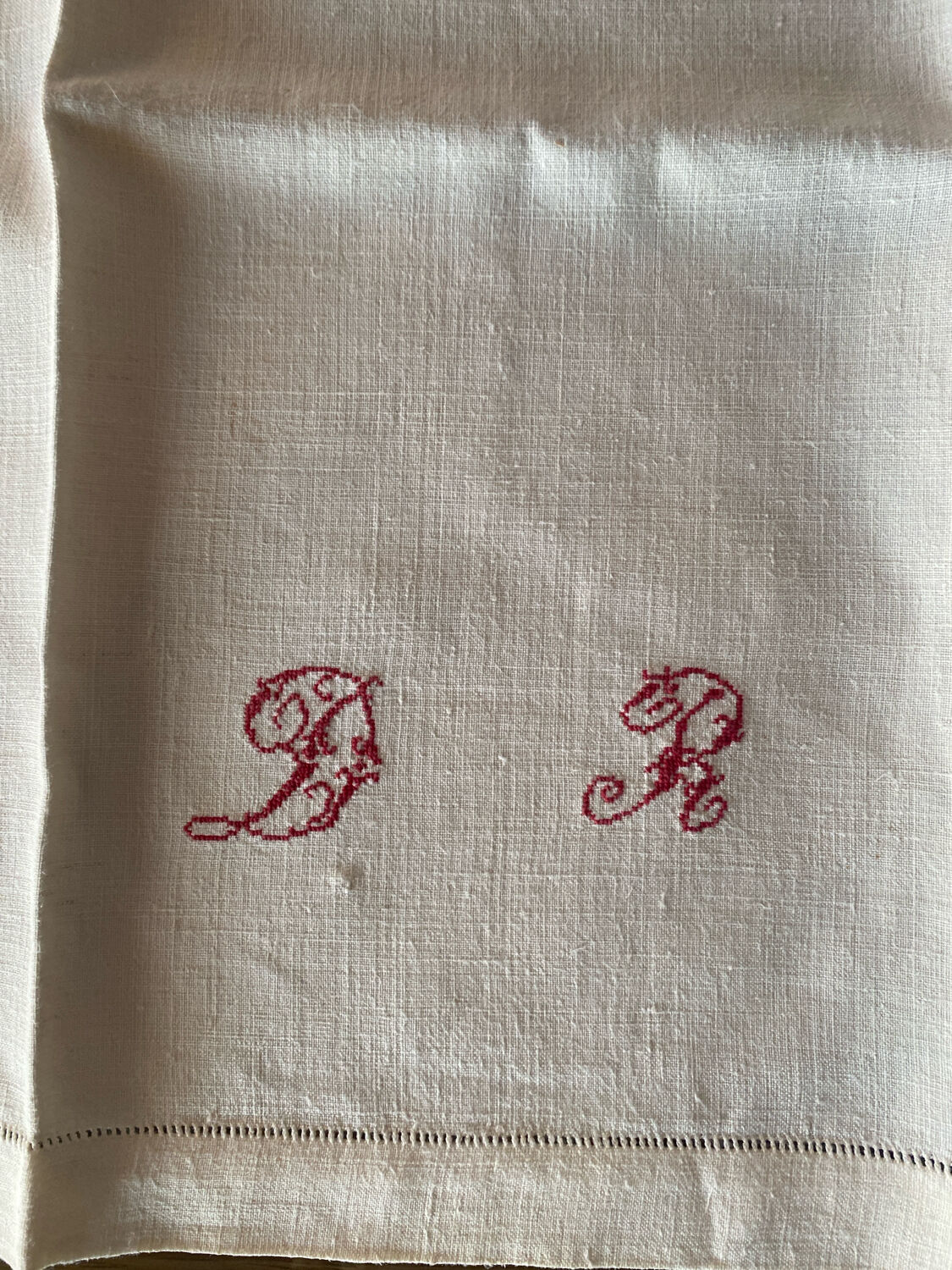 Monogrammed linen table runner