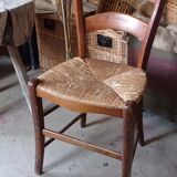 High back straw chair