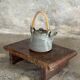 Small auxiliary stool in thick brown upcycled teak (3272)