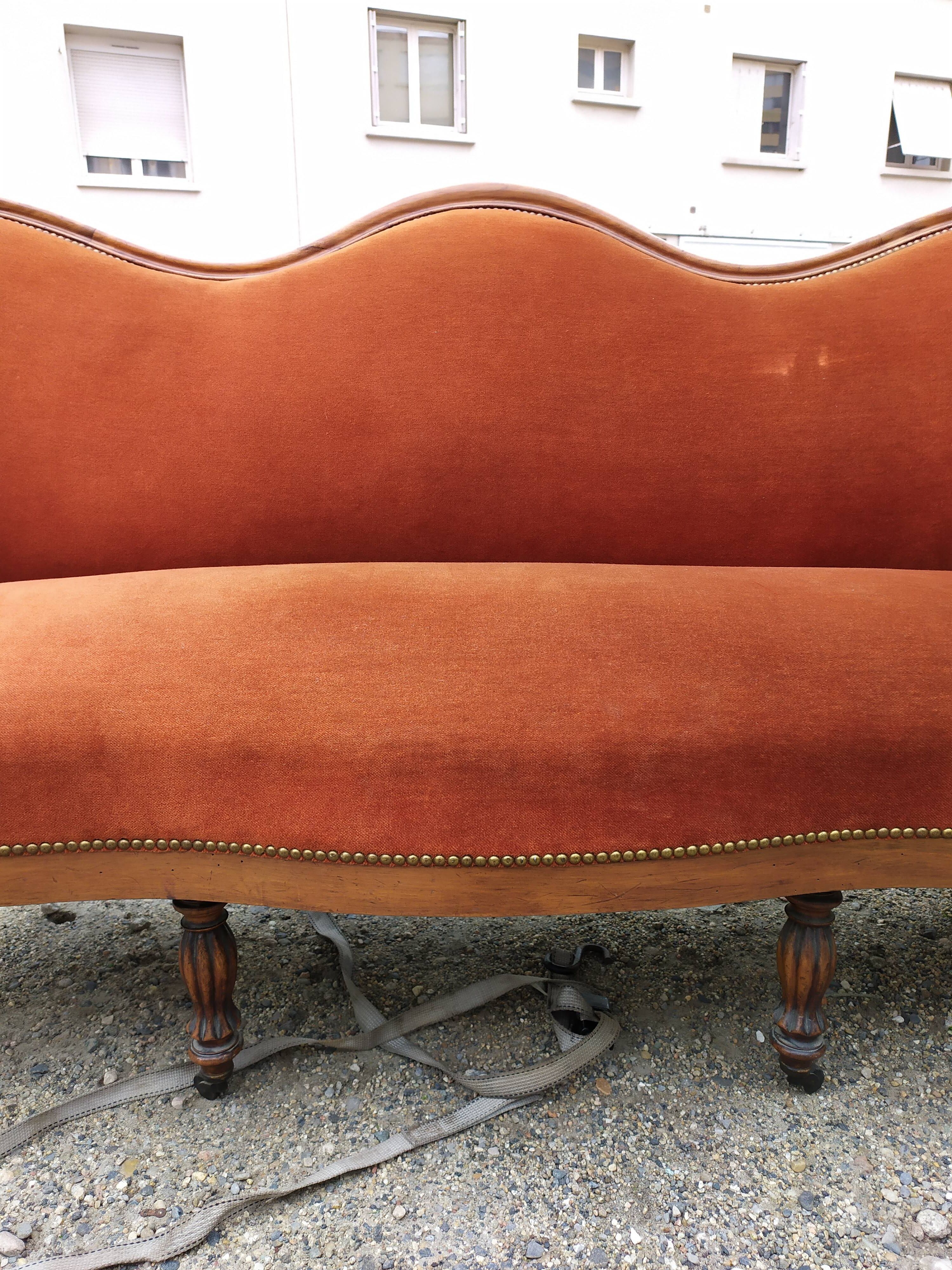 Louis Philippe style velvet bench