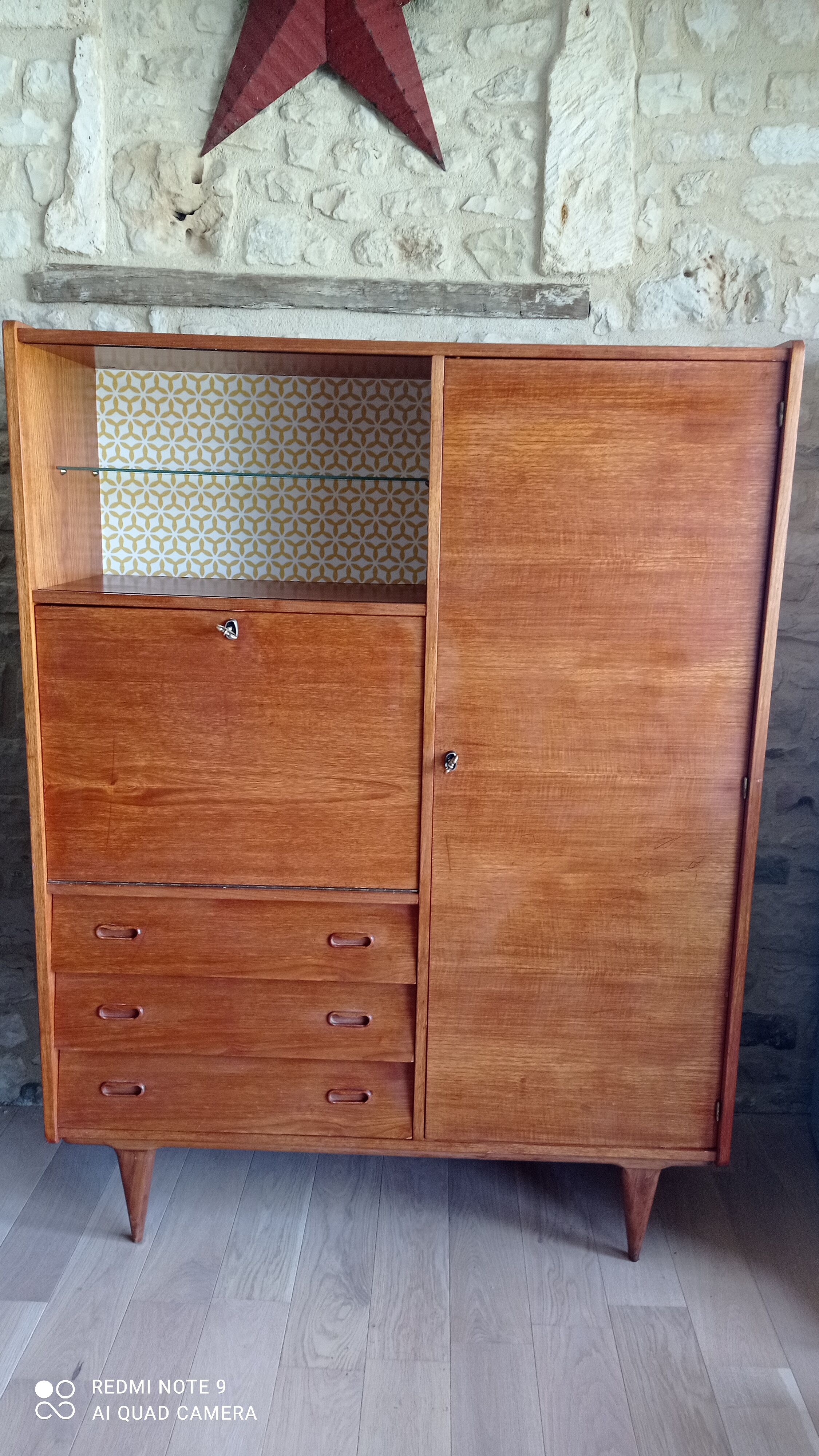 Multifunction teak cabinet