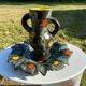 Vase and dish poet laval 1950/60 free form signed yvonne