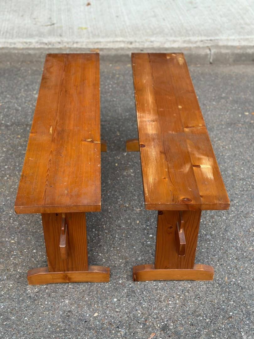 2 bancs en pin massif rustique style chalet / ferme 110cm