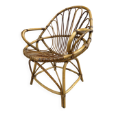 Fauteuil en rotin des années 60 France