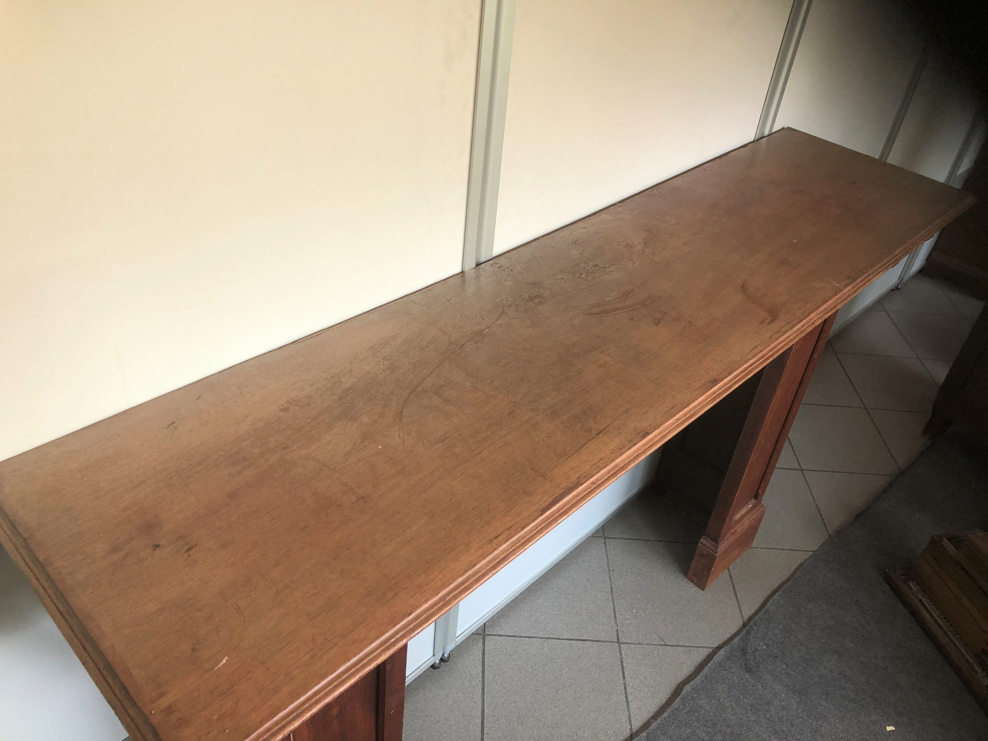 Fireplace art nouveau wood oak mantle façade dressing console