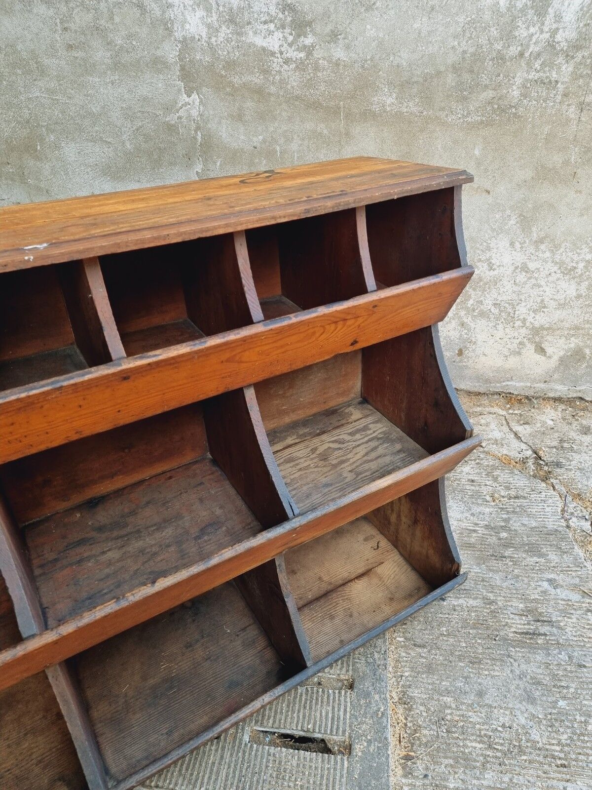 Antique grocery cabinet shop cabinet pine compartment unit 230 cm