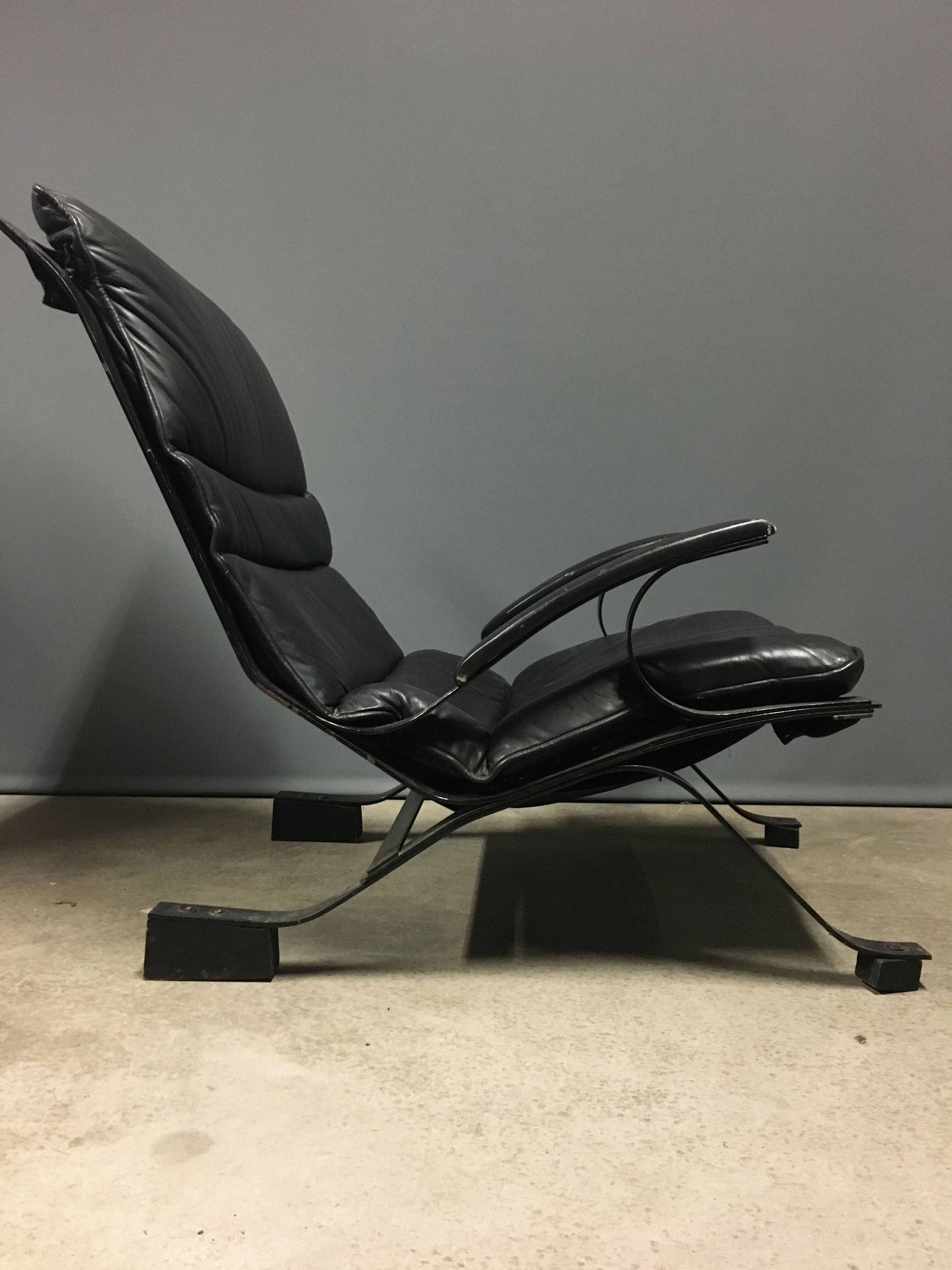 Pep Bonet Tuman Black Leatherette Lounge Chair for Levesta, circa 1969