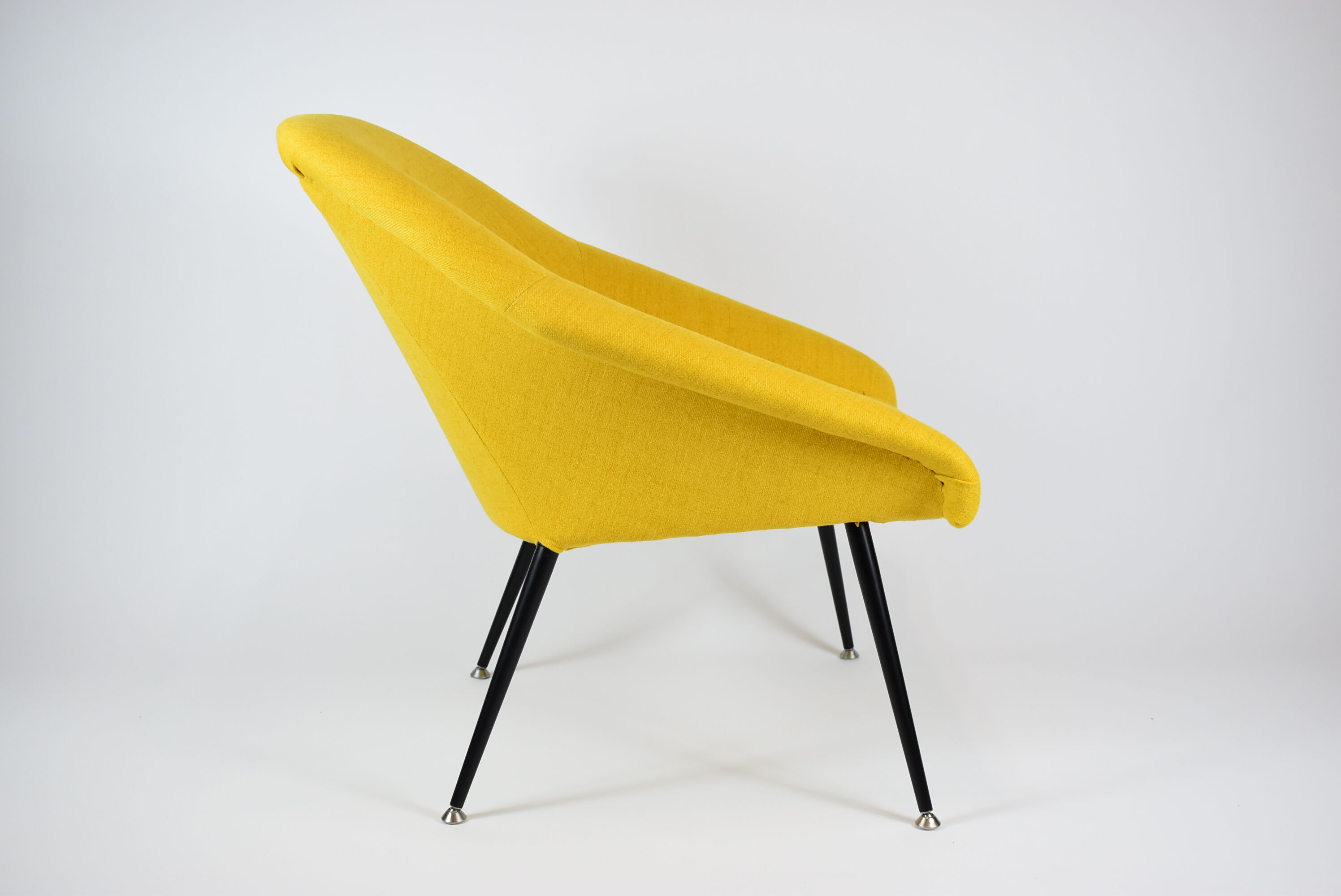 Vintage polish armchair shell, fully renovated, 1960s, fabric, chrome