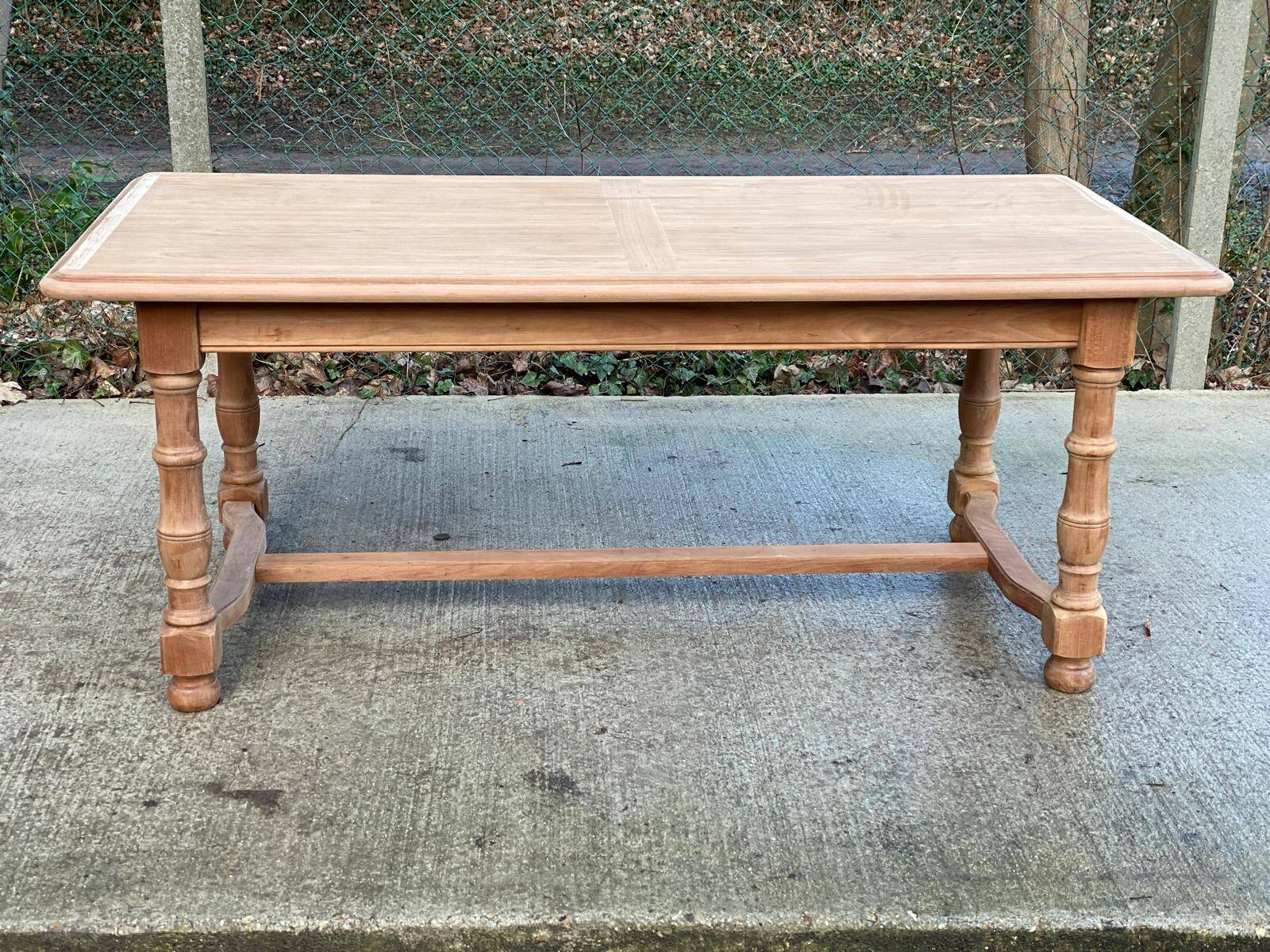 Renovated extendable farmhouse table in solid raw cherry wood 265cm