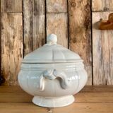 White iron earth soup tureen Sarreguemines