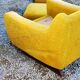 Armchair of the 70s velvet base sleigh in solid mahogany