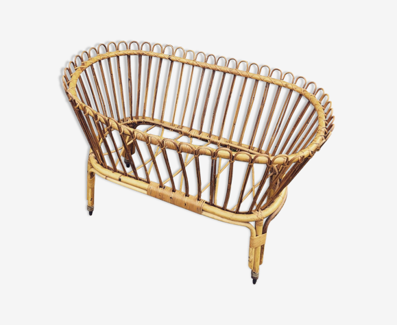 Berceau en rotin vintage