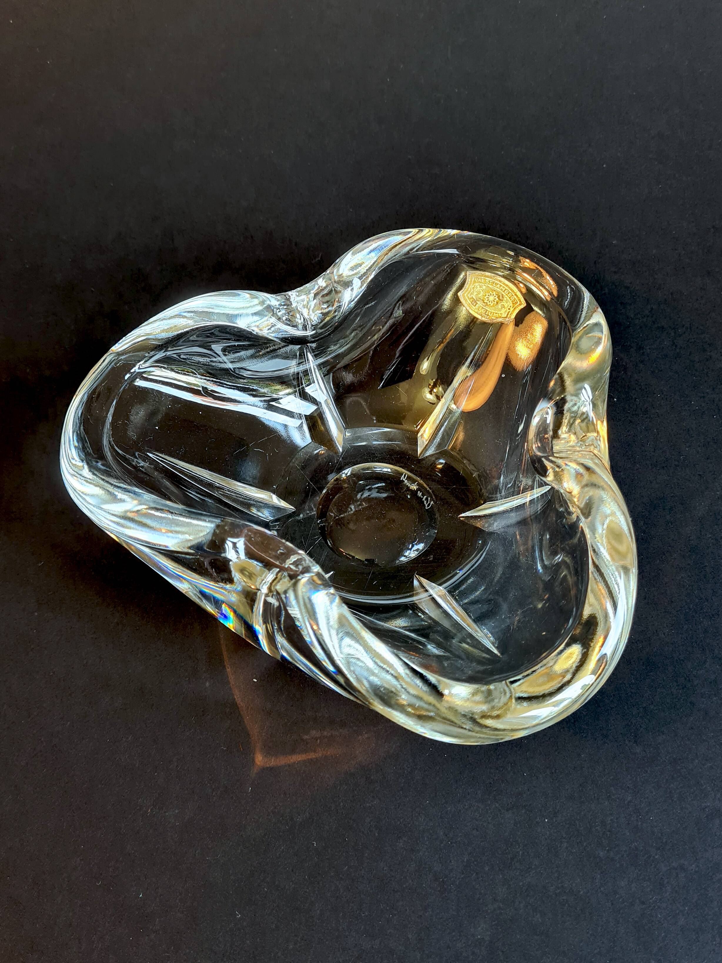 Val Saint Lambert Blown Crystal Ashtray / Pocket Tray (Vintage)