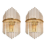 Pairs of magnificent crystal stem wall lights by Christoph Palme, Germany, 1970s.