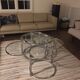 Round coffee table in glass and chrome 4 removable trays