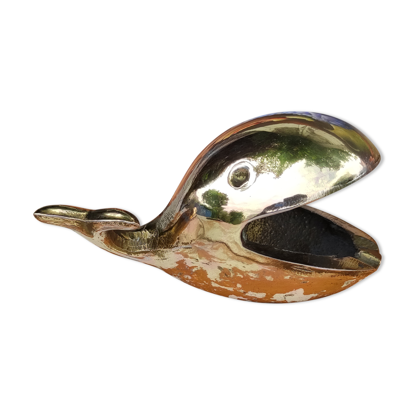 Old gilded brass ashtray