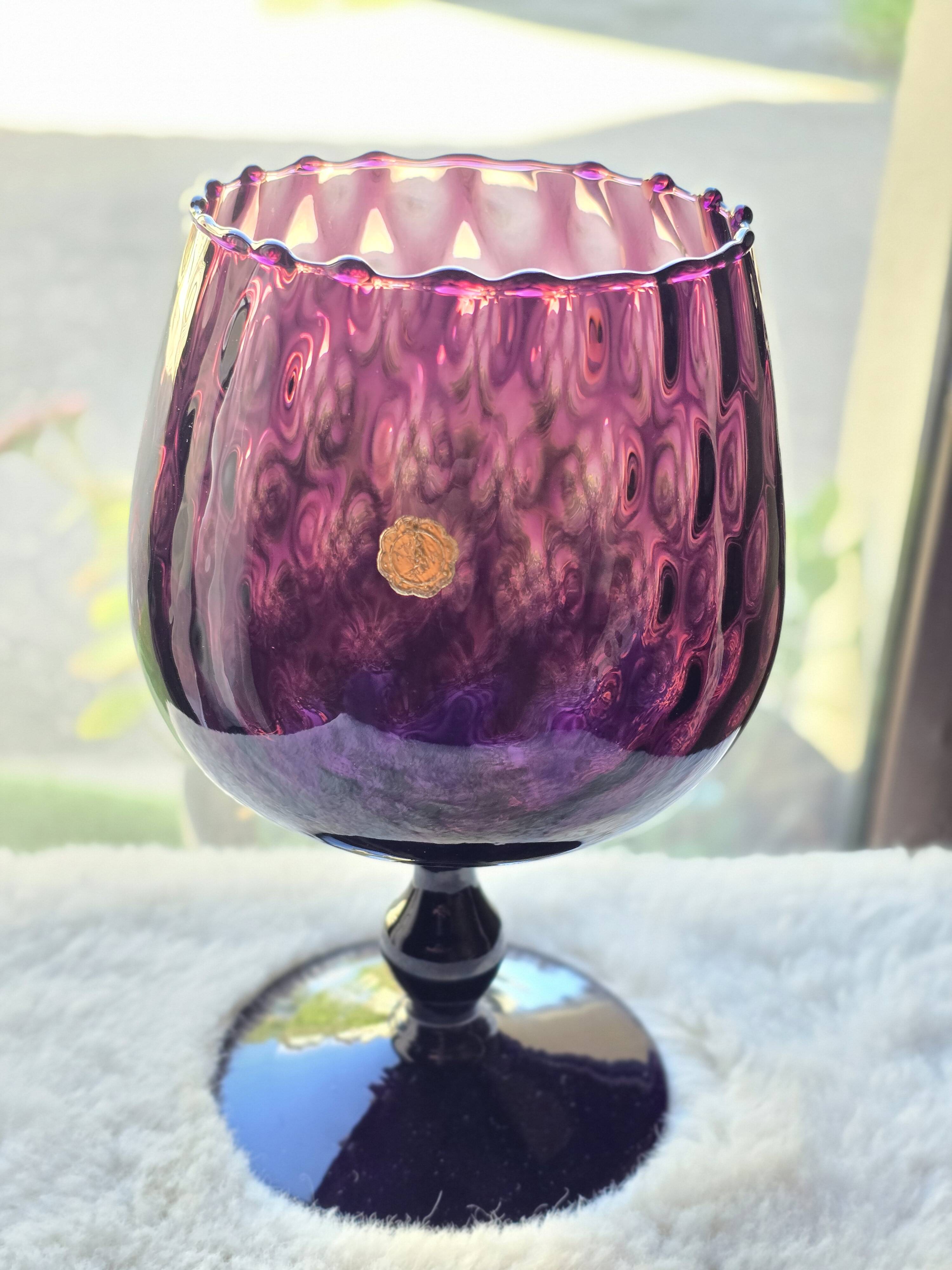 Cup, Empoli Amethyst glass. Italian art, hand-blown, 1950s.