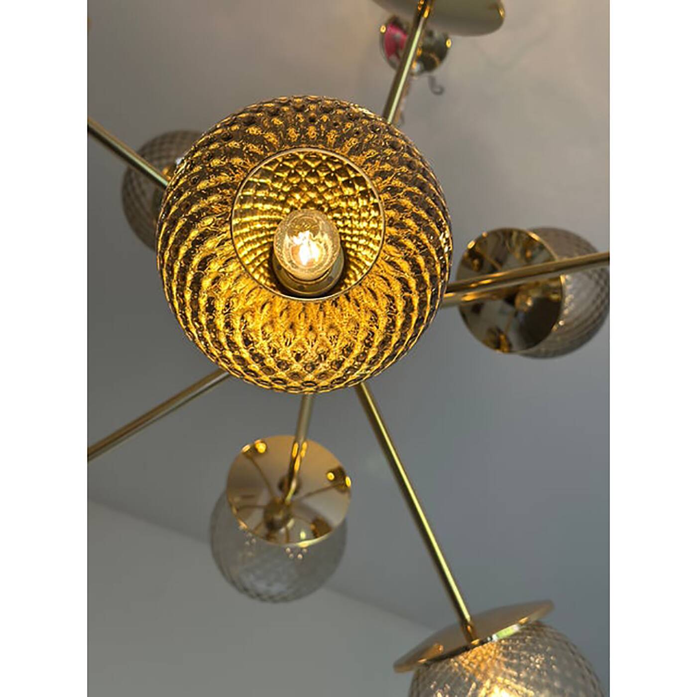 Contemporary Italian Gold Chandelier Sputnik in Style Murano Glass Smoked "