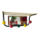 Porte manteau mural métal avec miroir 5 patères couleur jaune rouge et vert, porte chapeau scoubidou, 1960