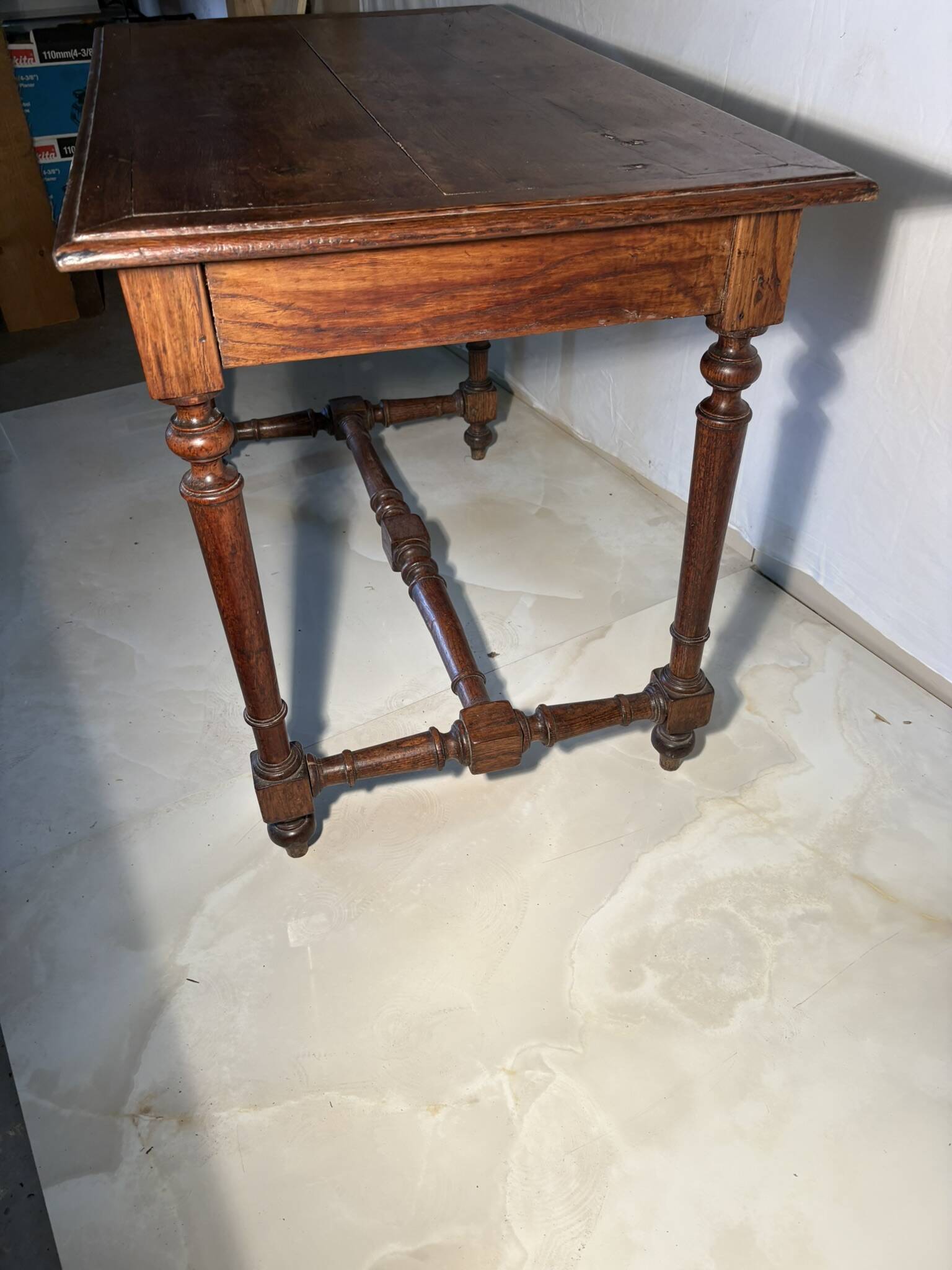 Antique solid wood table with turned legs