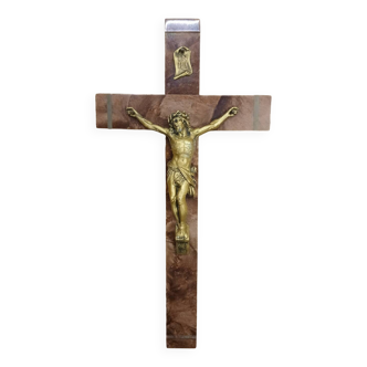 Crucifix ancien bois et métal