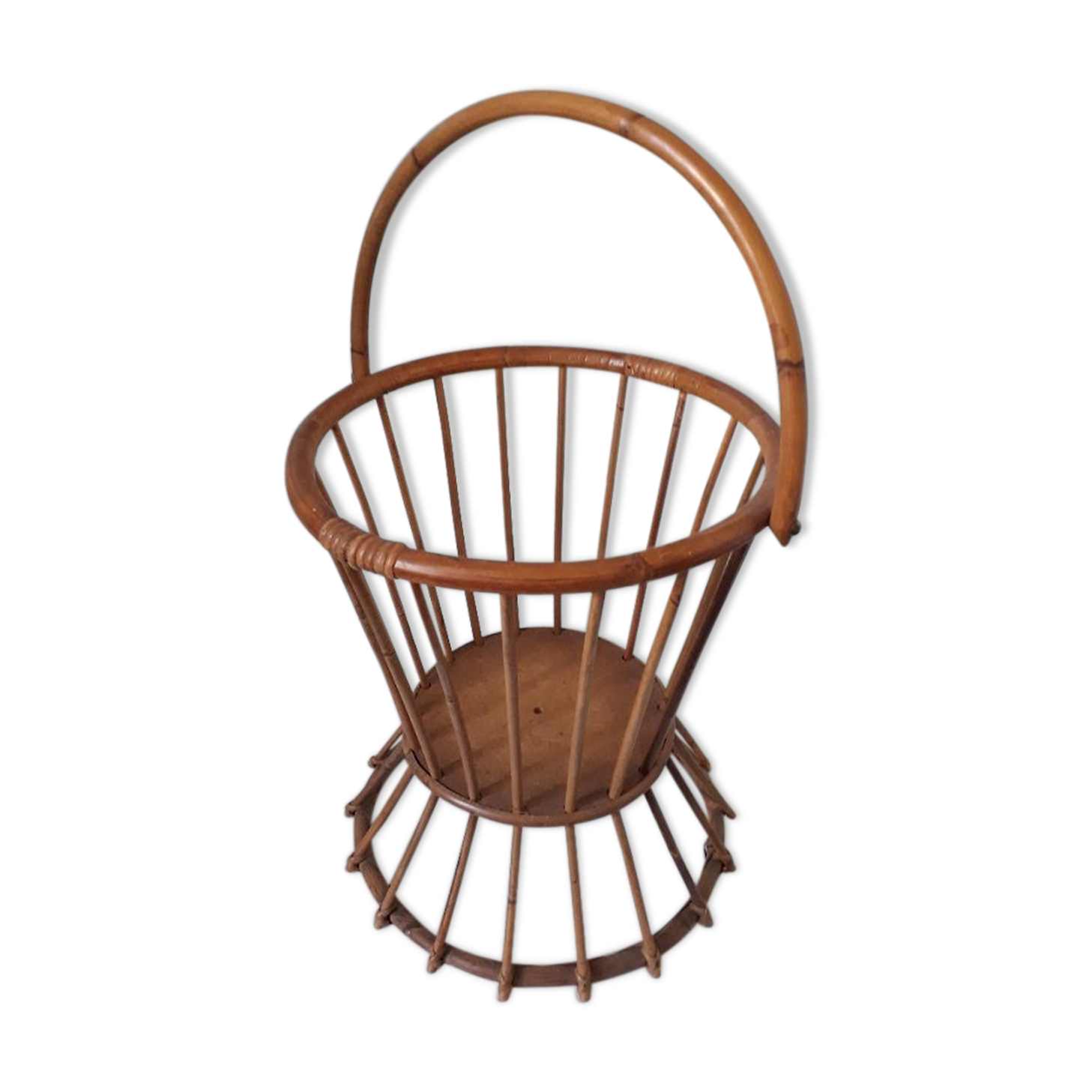 Vintage rattan sewing basket