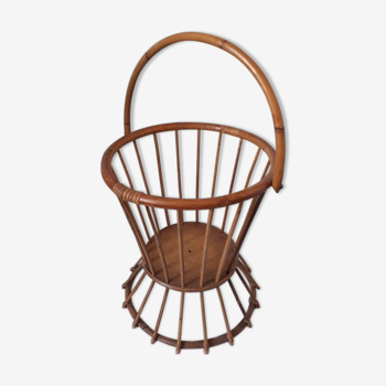 Vintage rattan sewing basket
