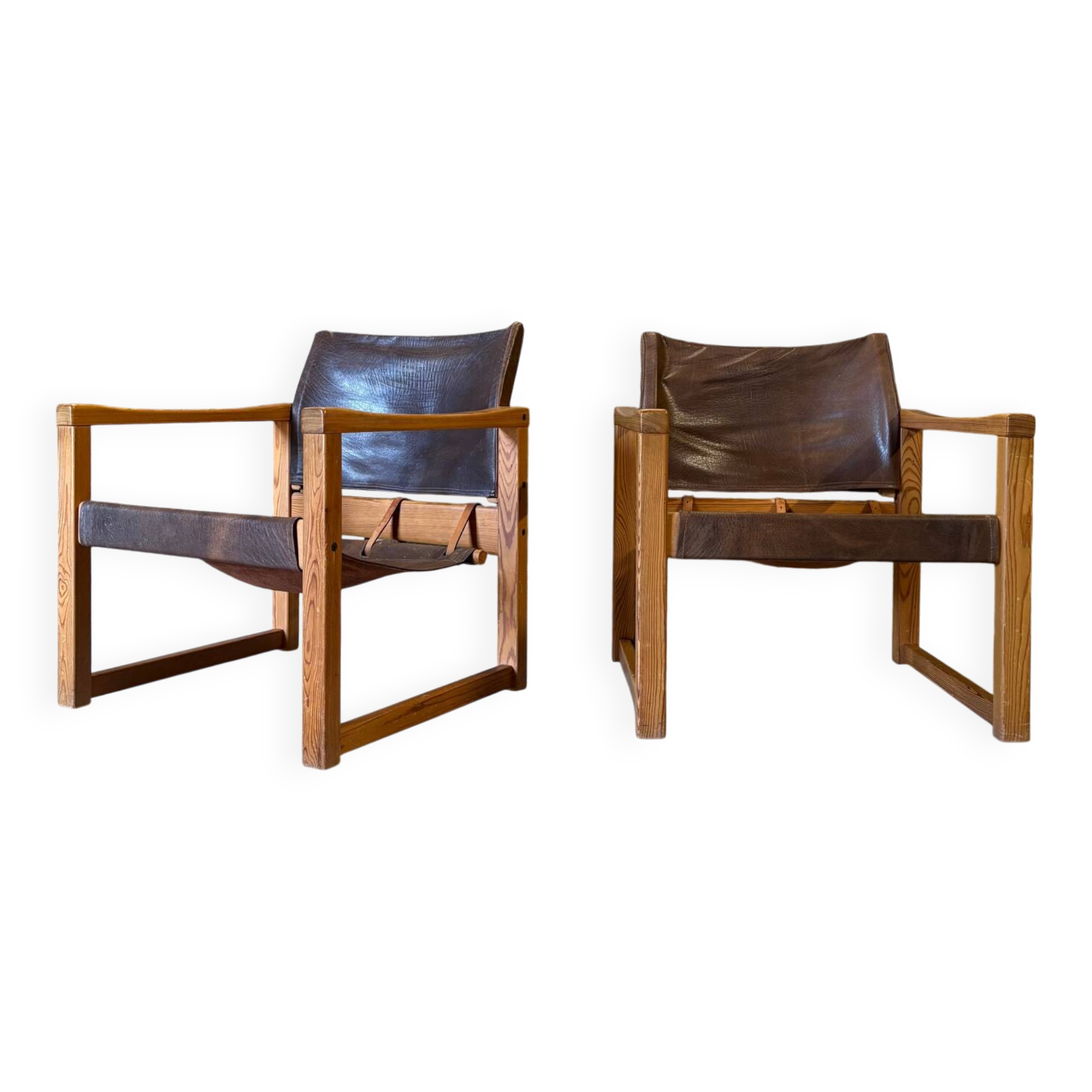 2 leather chairs Diana by Karin Mobring for IKEA, 1970