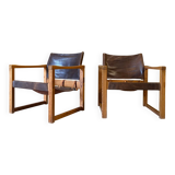 2 leather chairs Diana by Karin Mobring for IKEA, 1970